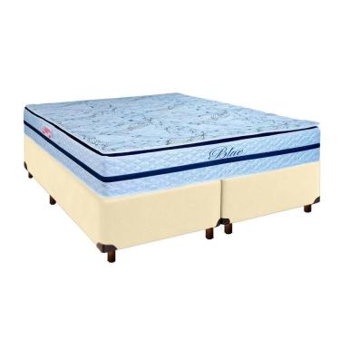 Imagem de Conjunto Cama Box Bege Queen + Colchão Molas Ensacadas Blue Paropas