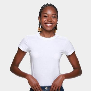 Imagem de Kit Camiseta Hering Básica Feminina 5 Peças, Branco, XG