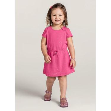 Imagem de Vestido em cottom com efeito brilho infantil menina Brandili, 4, Rosa