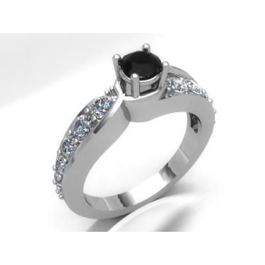 Imagem de Anel Solitário Prata 950 Zirconia E Onix Entrega Imediata