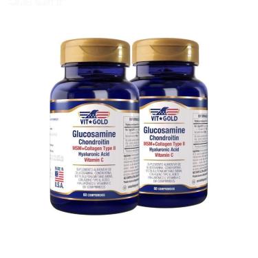 Imagem de Glucosamina, Condroitina, Colágeno Vitgold Kit 2X 60 Comp.