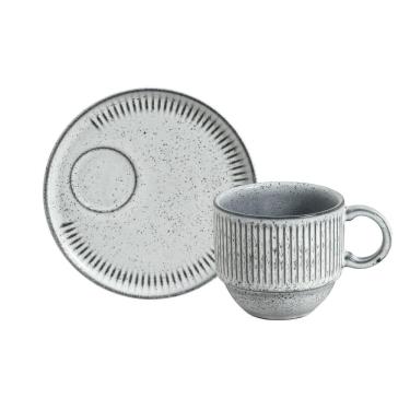 Imagem de Conjunto com 6 Xícaras de Chá Empilhável com 6 Pires Linhas Echo 230ml