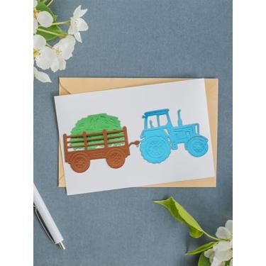 Imagem de Moldes de corte de caminhão de trator agrícola de outono de metal para fazer cartões, corte de palha, molde de grama, molde de gravação para scrapbooking, faça você mesmo, moldes de artesanato