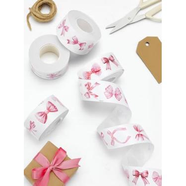 Imagem de Cerca de 2000 peças de adesivos autoadesivos de papel para presente, adesivos de laço rosa pérola, decalque estético feminino à prova d'água para cartões, caixas de presente, sacos de brindes, selos