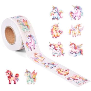 Imagem de 500 peças de adesivos de unicórnio, adesivos autoadesivos de unicórnio arco-íris de desenho animado para decoração de convite de carta de selo de envelope de recompensa
