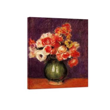 Imagem de Pôster e impressões em tela de flores vintage - reprodução de pintura de arte de parede famosa - Flores em vaso 2 imagens prontas para pendurar tela emoldurada de 90 x 108 cm 35 x 42 pol