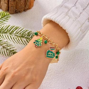 Imagem de Pulseiras de Natal com berloques e miçangas para mulheres, decorações de árvores, presentes