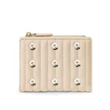 Imagem de Carteira com zíper cor sólida porta-cartões mini porta-cartões feminina (branca), Branco, Clássico