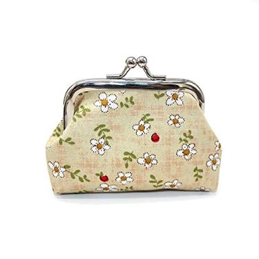 Imagem de Bolsa de moedas fofa clipe de dinheiro retrô vintage bolsa clutch feminina (branca)