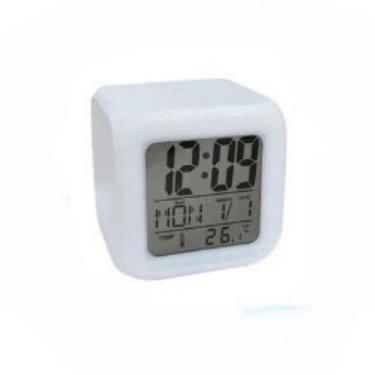 Imagem de Mini Relógio Despertador Digital Branco