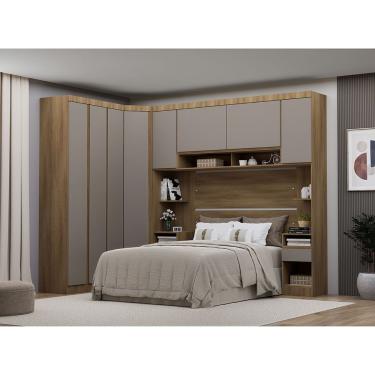 Imagem de Quarto Casal Guarda Roupas Mesas De Cabeceira 426cm Veneza Avelã Pf-cinammon Pf