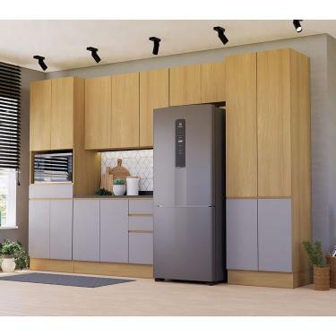 Imagem de Cozinha Completa 5 Peças Com Espaço Para Micro-ondas E Tampo Freijó-freijó Brasil-cinza Puro