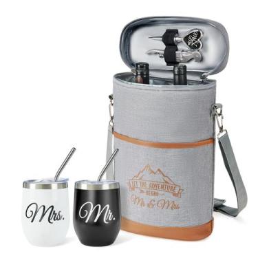Imagem de Conjunto de copos Drinkware AW BRIDAL Mr & Mrs com sacola de 12 onças