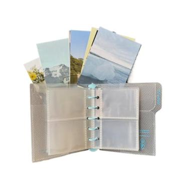 Imagem de MaisonPromenade 5 anéis M5 recarregável Polaroid álbum de fotos fichário com 80 bolsos para fotos e cartões DIY, mini fichário (anel azul)