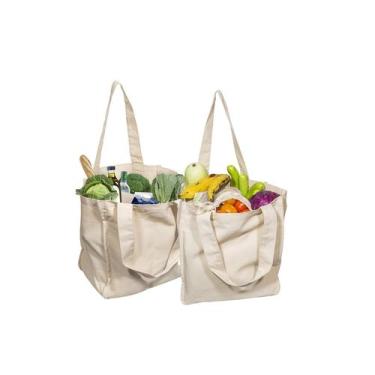 Imagem de Sacola Organic Cotton Mart de lona reutilizável 37x33x20 cm