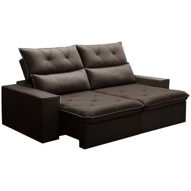 Imagem de Sofá Retrátil Reclinável Para Sala 3 Lugares 210cm Aires F04 Veludo Marrom Escuro - Lyam Decor