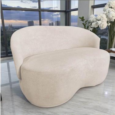 Imagem de Namoradeira Decorativa Beatriz Orgânica Suede Marfim - Mansão Decor