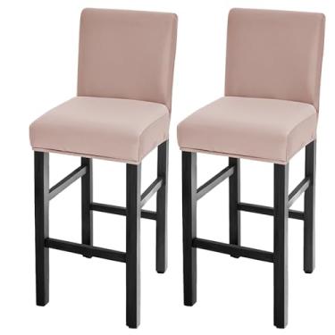Imagem de GOSTADY Conjunto de 2 capas de banco de bar, à prova d'água, capas de assento de banco de bar, com altura elástica, para cadeira alta de pub com encosto, capas de cadeira de bar para cozinha, sala de