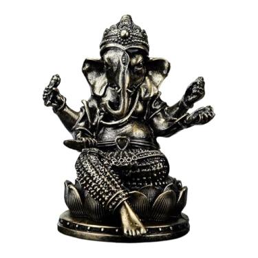 Imagem de Bothyi Estátua do Senhor Ganesha, escultura religiosa de Buda, item de colecionador Feng Shui, estatueta de Ganesha feita à mão para painel de carro ou, Bronze 8.5x7x10.5cm