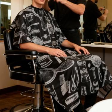 Imagem de Capa de barbeiro, capa de corte de cabelo impermeável e avental de estilo profissional com ajustável, para salão de beleza e uso doméstico