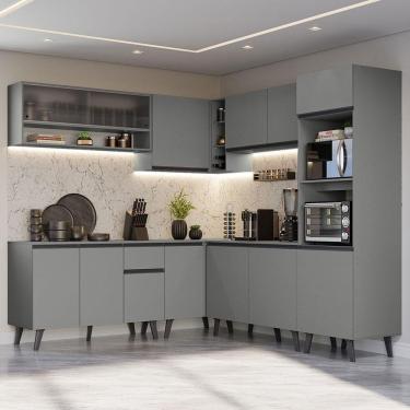 Imagem de Armário De Cozinha Completa 445cm Cinza Nice 02 Cinza