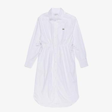 Imagem de Vestido Camisa Oversized em Popeline - LACOSTE, 44, Branco puro