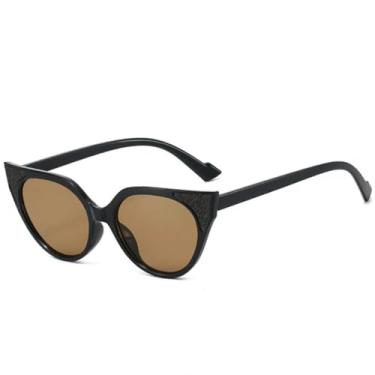 Imagem de Óculos de sol estilo olho de gato com glitter, feminino, retrô, luxuoso, masculino, para áreas externas, viagem, sombra UV400 (preto, marrom)