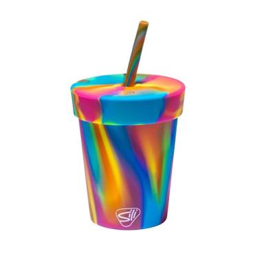 Imagem de Silipint Copo de silicone de 227 g com canudo e tampa – inquebrável, livre de BPA, não tóxico, máquina de lavar louça, micro-ondas, copo seguro para congelador – Copos reutilizáveis para suco