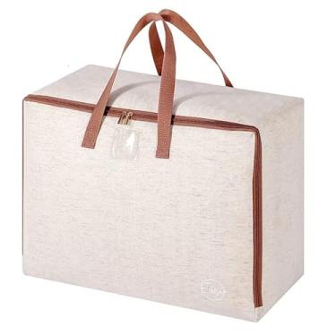 Imagem de Bolsa de armazenamento de 82L para viagens, mudança ou armazenamento de roupas, edredons, cobertores, roupa de cama, travesseiros, brinquedos de pelúcia, jaquetas, etiqueta de etiqueta, zíper, alças