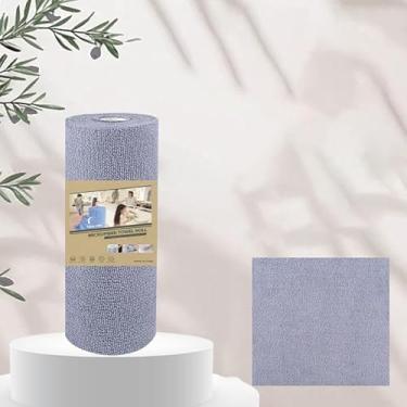 Imagem de 1 rolo/20 peças de panos de limpeza de microfibra de secagem rápida rolo descartável toalha de cozinha pano de prato rolos de toalha de limpeza reutilizáveis (cinza)