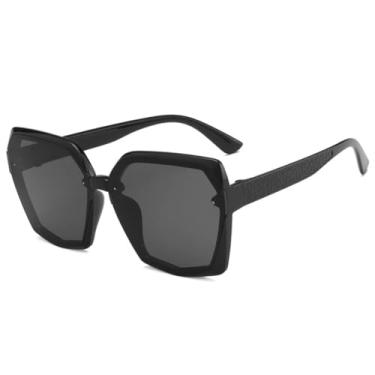 Imagem de JRLLFD Óculos de sol grandes com armação irregular, feminino, masculino, para esportes ao ar livre, direção, proteção UV400 (preto, cinza)