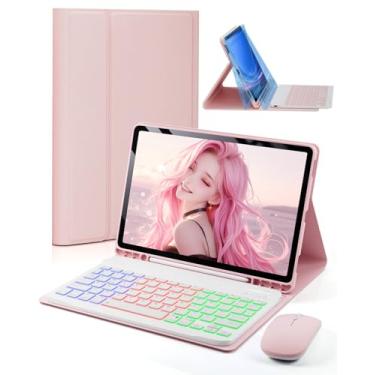 Imagem de Capa para Samsung Galaxy Tab A8 com teclado Galaxy Tab A8 10,5 polegadas 2021/2022 Dazzle Magic Keyboard Backlit Suporte de lápis embutido com mouse - Rosa