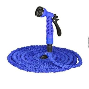 Imagem de Mangueira Mágica Expansível, 30 Metros, Azul ou Verde, com Gatilho 7 Posições, para Jardim, Limpeza e Carro