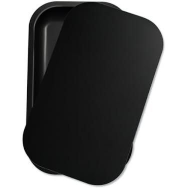 Imagem de Bandeja de metal com tampa magnética macia de PVC, bandeja preta com tampa grande e fofa bandeja decorativa para decoração de casa, mesa de centro, chá, lanches, presentes - 28 x 18 cm (preto fosco