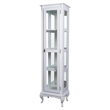 Imagem de Cristaleira Torre Lateral Com 1 Porta de Vidro e 3 Prateleiras Com Espelhos 1077-e Cera Clara