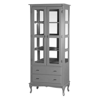 Imagem de Cristaleira Luiz Xv Com 2 Portas de Vidro e 2 Gavetas 1085e Cinza
