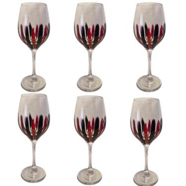Imagem de Kit 6 Taças de Vidro Grande 490ml Vinho Água Preto Vermelho