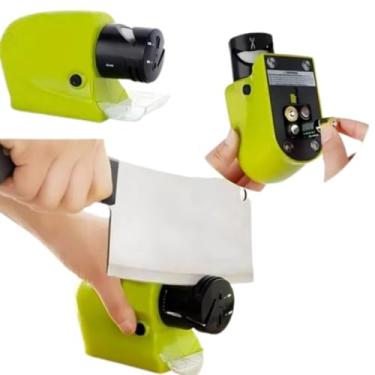 Imagem de Afiador de Facas e Tesouras Profissional Elétrico Multifuncional a Pilha 3 Estágios de Afiação – Ideal para facas de cozinha, cerâmica e chef – Seguro, Prático e Potente