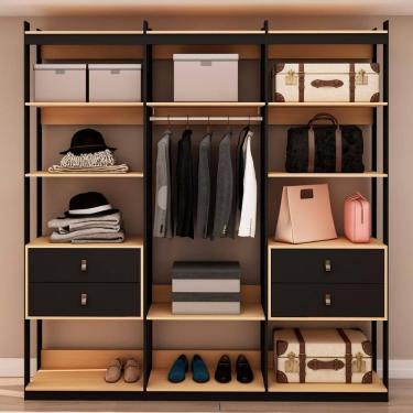 Imagem de Guarda-Roupas Genialflex Closet Modulado 1 Cabide 4 Gavetas Freijó Preto Fosco