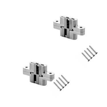 Imagem de 2 dobradiças invisíveis, liga de zinco resistente, dobradiças de porta ocultas cruz de 180 graus, estética doméstica, dobradiças para, dobradiças para armário, armário, caixa de madeira (3,7)