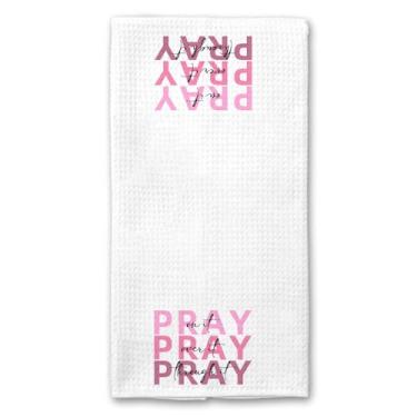 Imagem de Toalha de presente cristã, presente de decoração de cozinha cristã baseada na fé para mulheres, toalha de algodão macio para banheiro e dormitório, oração inspiradora sobre ela através dela
