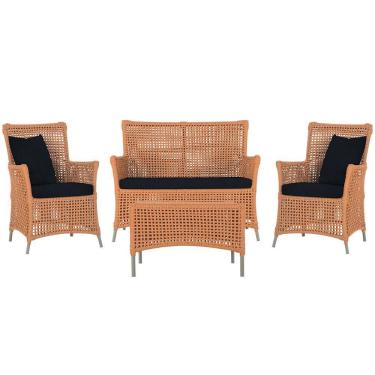 Imagem de Jogo Sofá 2 Poltronas E Mesa Igapó Fendi E12 Trama Original Terra Cota