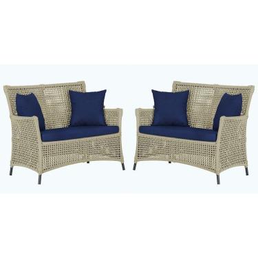 Imagem de 2 Sofás área Externa Igapó Alumínio Preta Corda Náutica E10 Rami