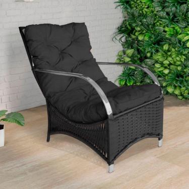 Imagem de Poltrona Roma Para área Externa De Alumínio E Fibra Sintética Preto-preto