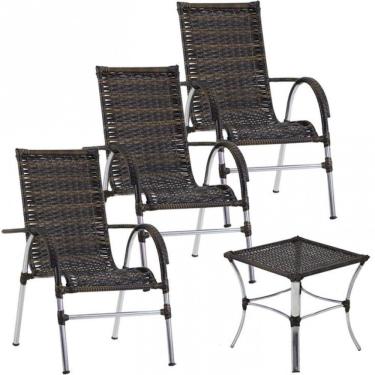 Imagem de 3 Cadeiras Vênus E Mesa Garden Para área Externa Trama Preto