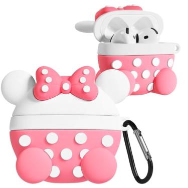 Imagem de Joyleop Capa para Airpods 4 – Linda para mulheres, meninas, meninas, crianças, kawaii, anime, exclusivo, 3D, rosa, design de mini desenho animado capa protetora de silicone macio para AirPods 4ª