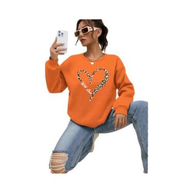 Imagem de Moletom Feminino Com Estampa De Coração De Leopardo, Forrado Com Pelo,