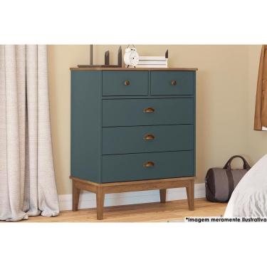 Imagem de Cômoda Solteiro Mb 1020 5 Gavetas Freijo-petroleo - Movelbento