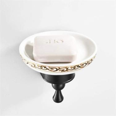 Imagem de Acessórios De Banheiro Antigos Esculpidos Suporte De Escova De Vaso Sanitário Conjuntos De Hardware De Banho De Latão Sólido Saboneteira Retrô Preta Banyo Aksesuarlari, Towel Rack