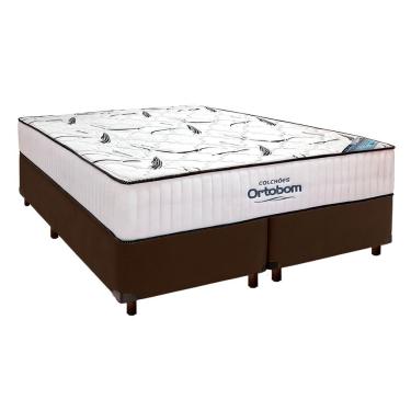 Imagem de Cama Box Marrom + Colchão Queen High Foam Ortobom